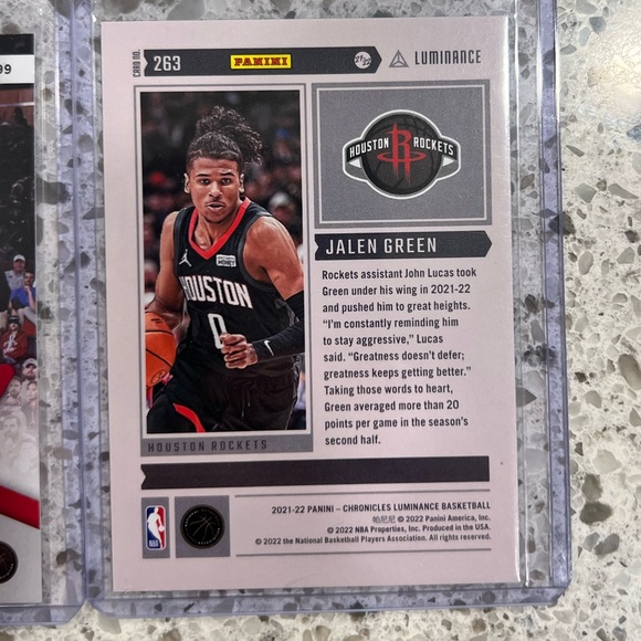 JALEN GREEN ROOKIE CARDS SET OF 2 NBA HOUSTON ROCKETS 2021-22 PANINI CHRONICLES - Picture 4 of 4